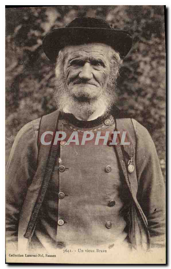 CPA Folklore Un vieux brave Militaria Medaille 