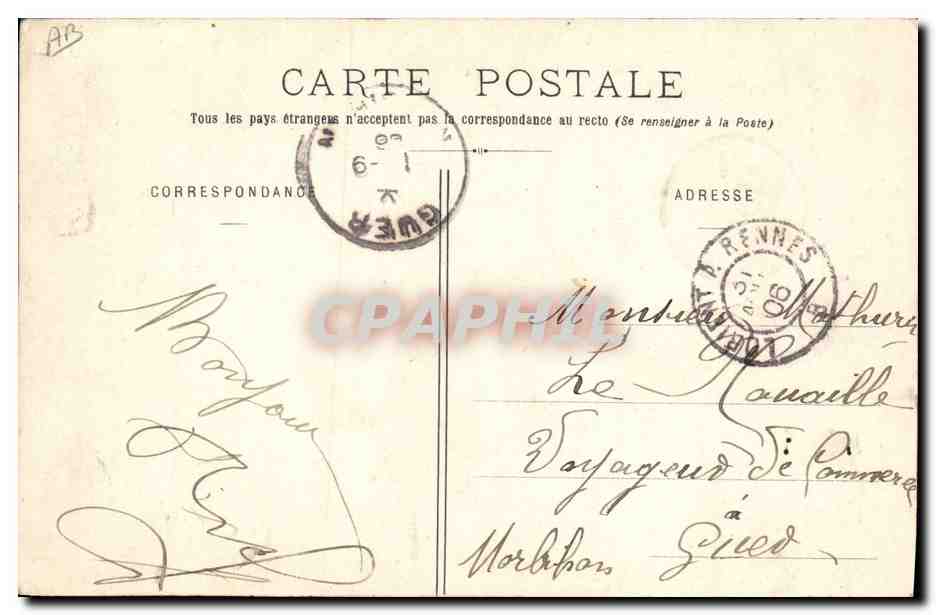 CPA Folklore Costumes du Morbihan Locmine   — Verso