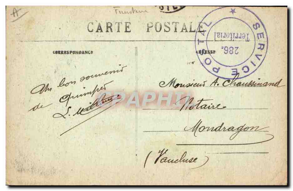 CPA Folklore Jeune fille de Rosporden  — Verso