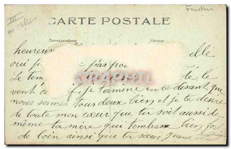 CPA Folklore Pensive Jeune fille de l'Ile de Sein  — Verso