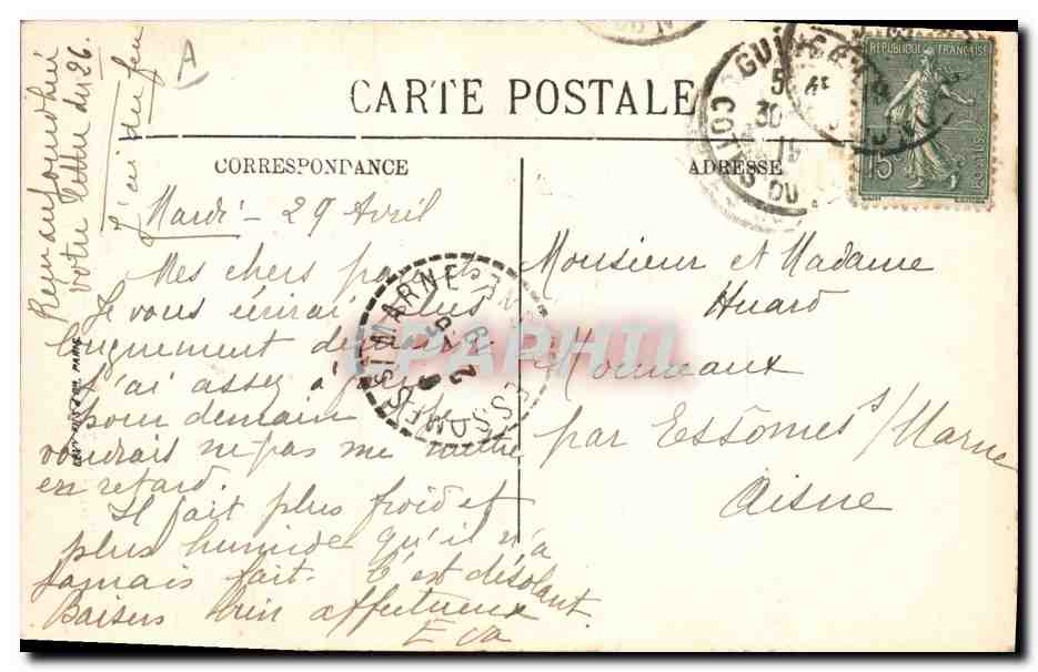 CPA Folklore Jeune fille de Fouesnant  — Verso