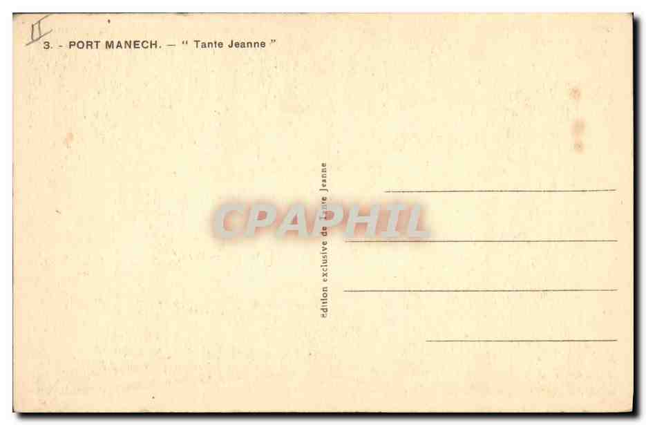 CPA Folklore Port Manech Tante Jeanne  — Verso