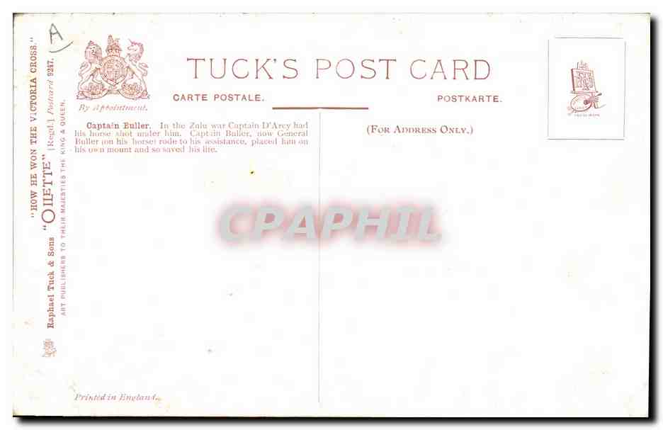 Général Buller — Comment il a remporté la Victoria Cross — Tuck & Sons — Back