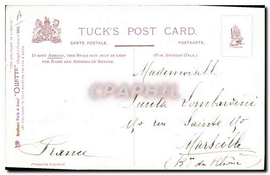 Changing Guard — Tuck's Post Card — Back