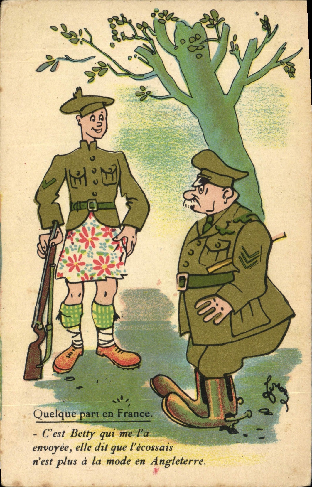 Écossais en France — humour militaire — Collection Comique Militaire Noëer n°153