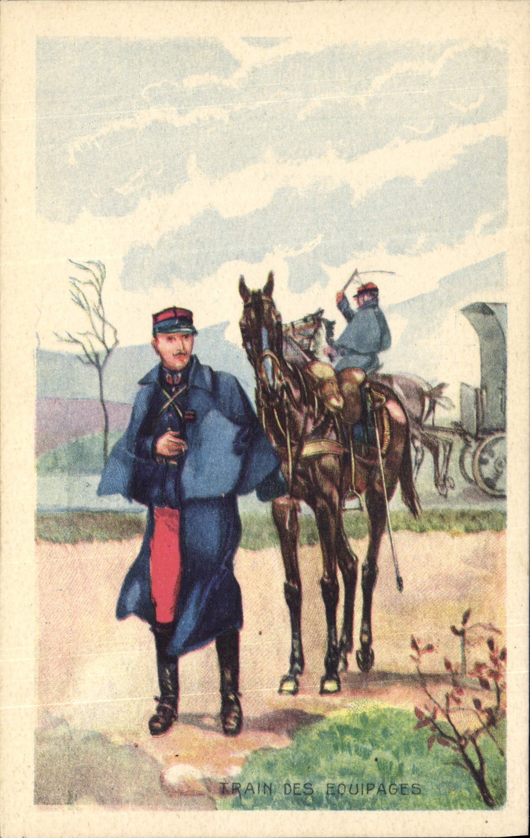 Train des équipages — soldats et chevaux — éditeur non identifié, n° de série non visible