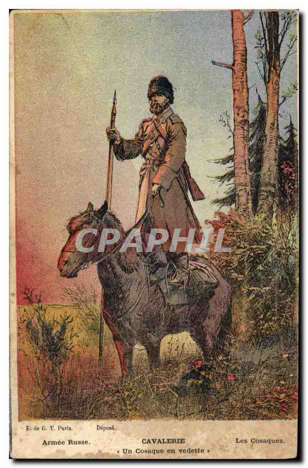 CPA Militaria Cavalerie Un cosaque en vedette 