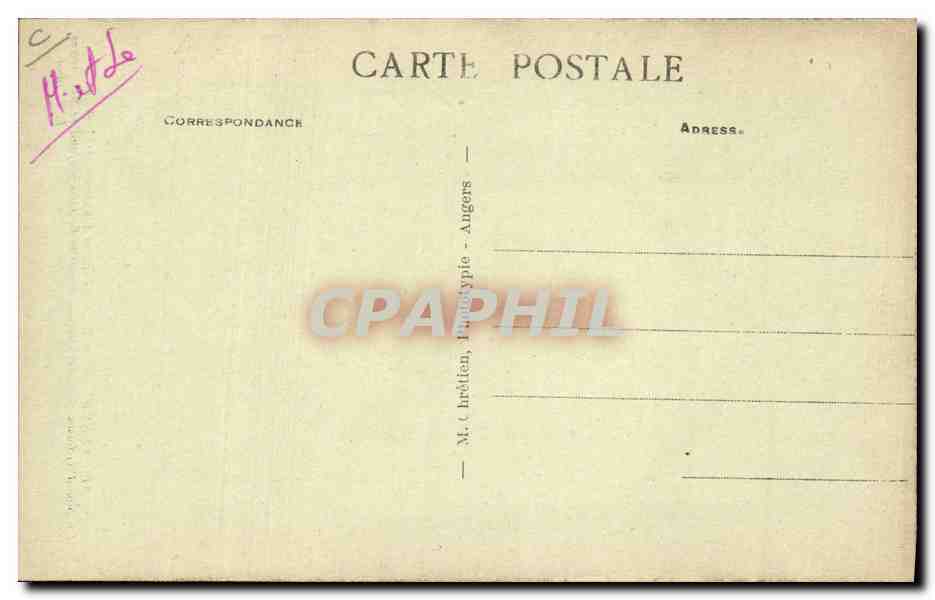 Carrières d'Ardoises de Trélazé — Un bloc d'ardoise de 6.000 kilos à la sortie du puits profond de 300 mètres — L.V. phot. — N° 419 — Verso