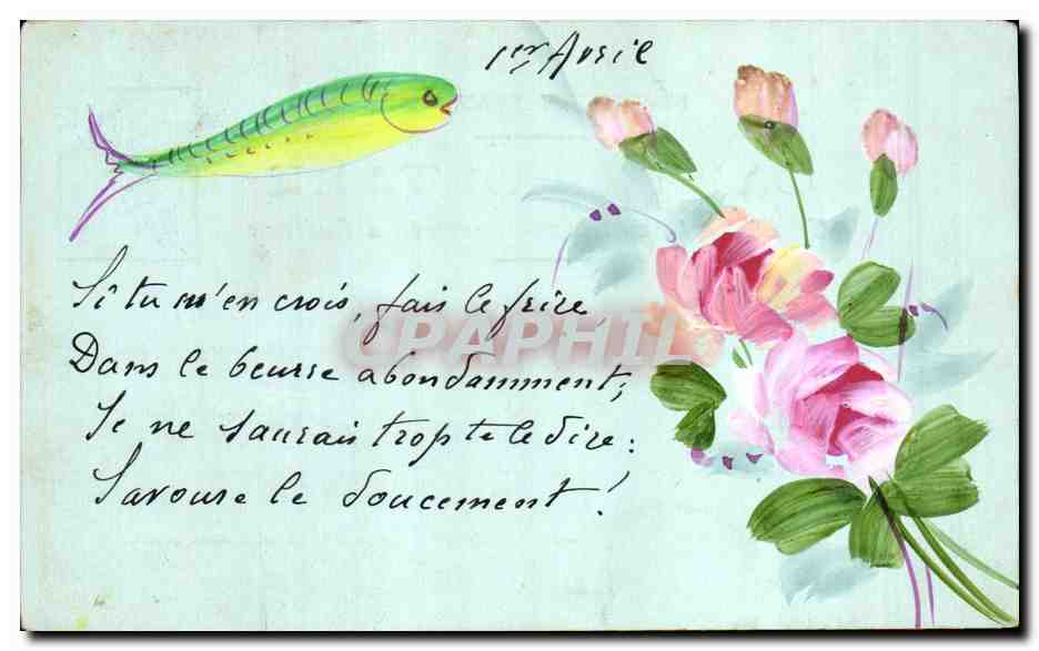 Poisson et fleurs — carte postale décorative — éditeur non visible