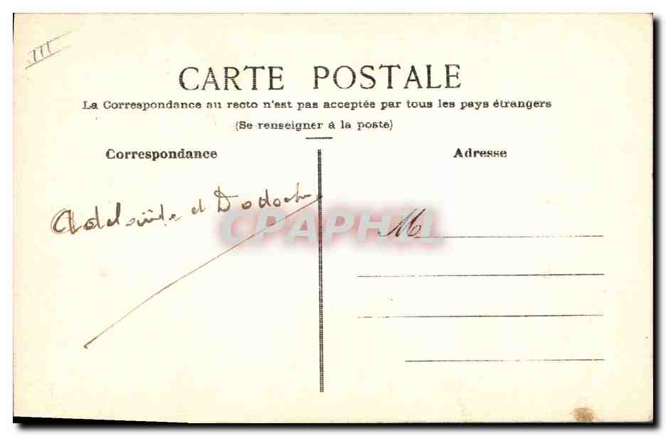 Oiseau bleu portant une lettre — Fête — A.D. de Boubaucour — Verso