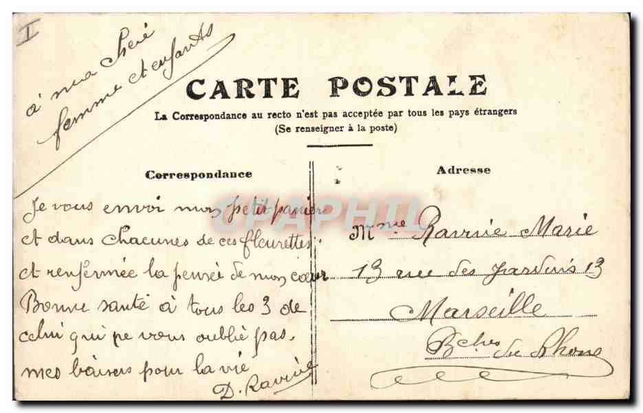 Bouquet d'orchidées — Porte-Bonheur — D. Ravirie — Verso