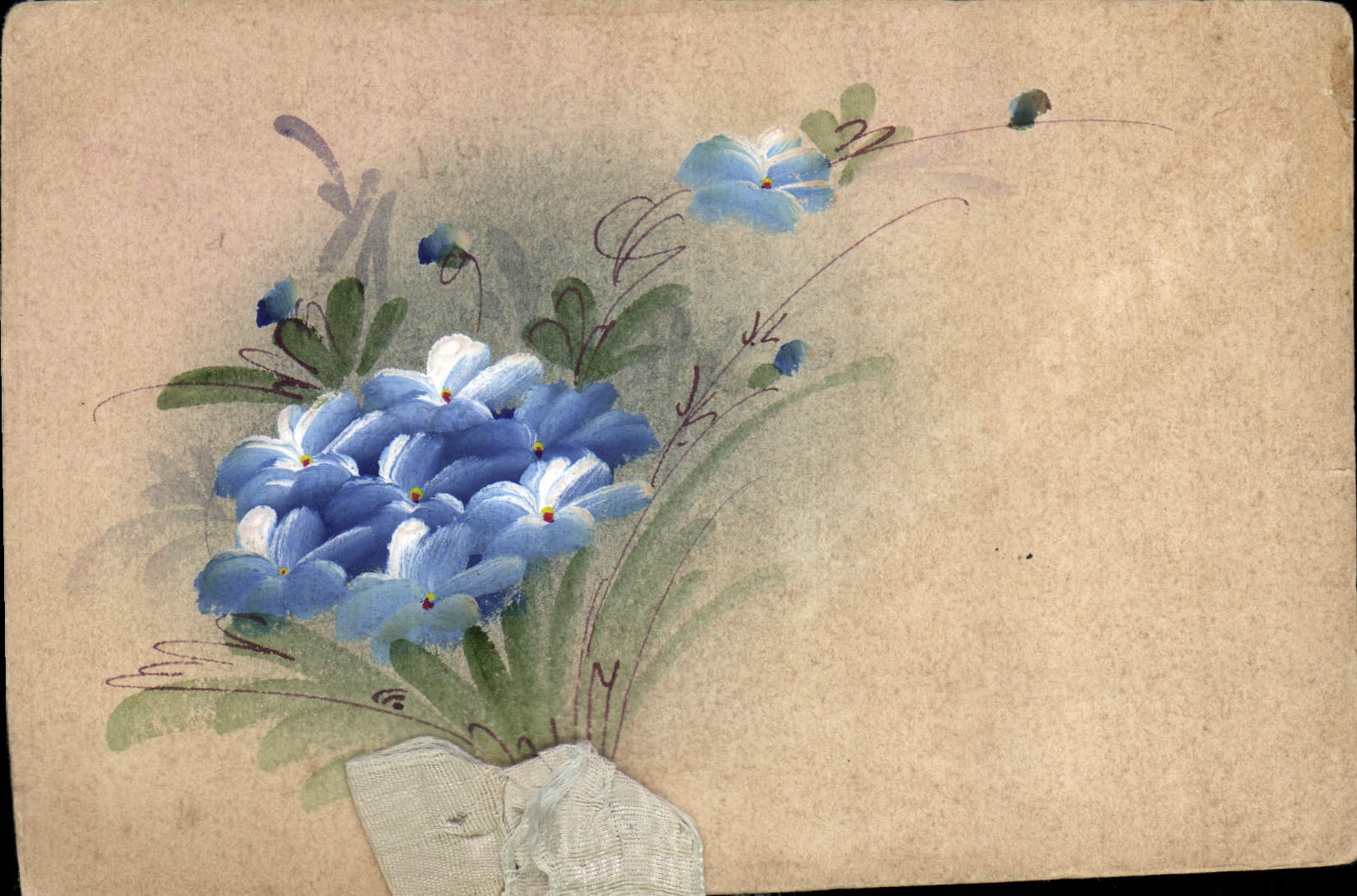Bouquet de fleurs bleues — peinture à l'aquarelle — République Française