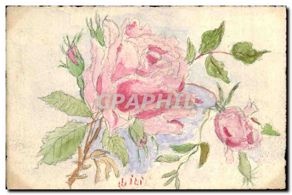 CPA Fantaisie (dessin a la main) Fleurs 
