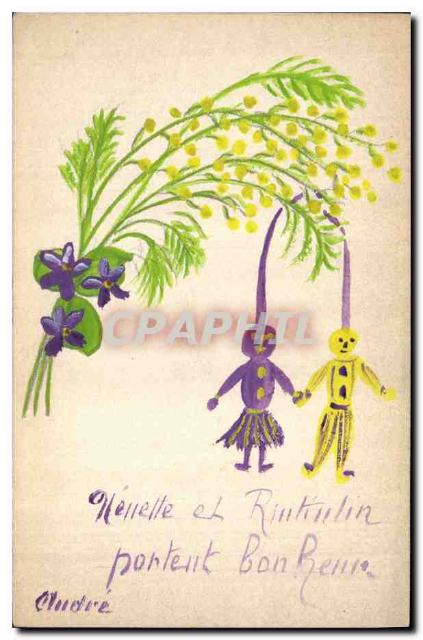 CPA Fantaisie (dessin a la main) Fleurs Rintintin