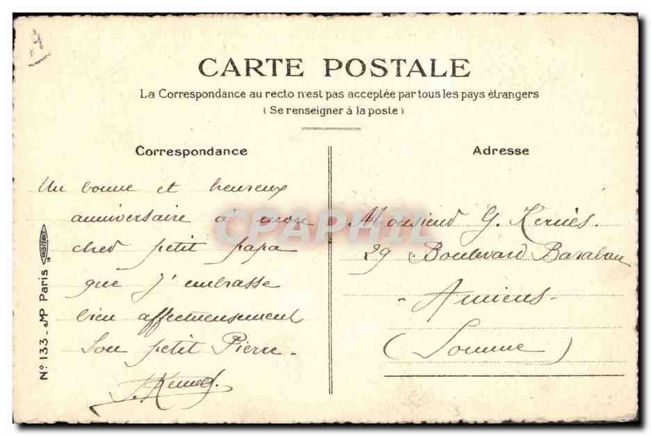 Femme en costume de Noël — Treposée à la Garde des Bagages — dessin de J. Kiewe — Rückseite
