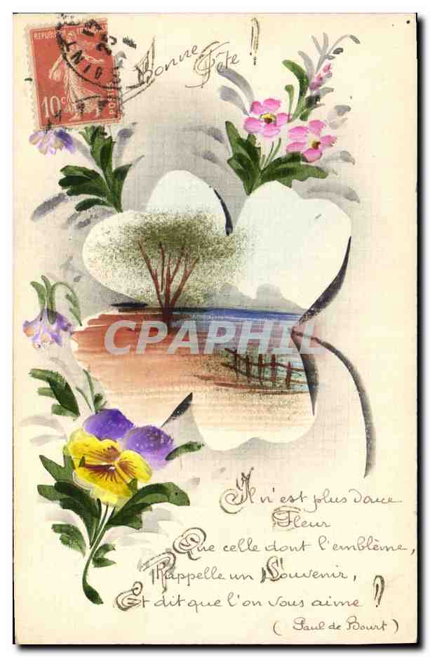 Fleurs et poème — Paul de Bourc — éditeur non visible