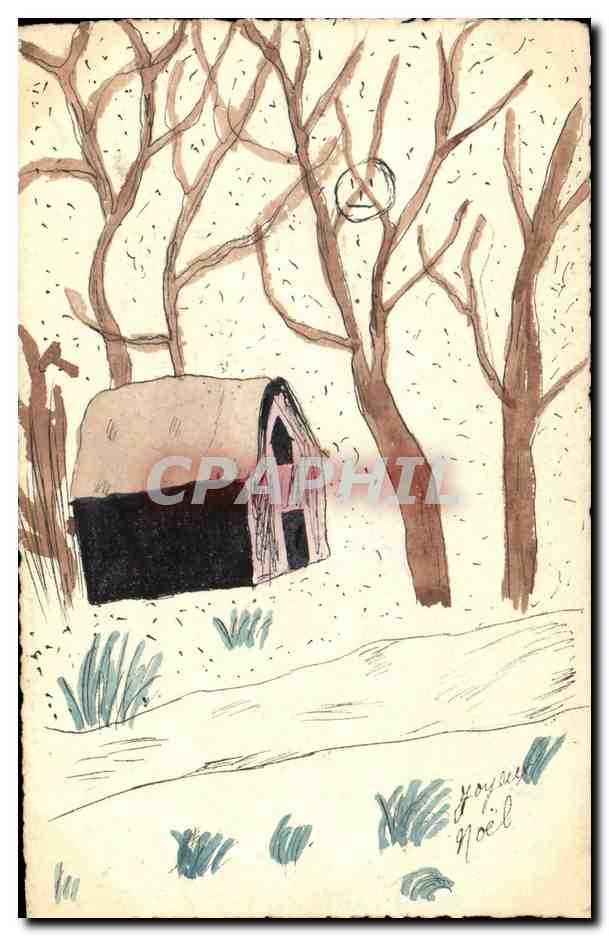 CPA Fantaisie (dessin a la main) Maison dans les bois 