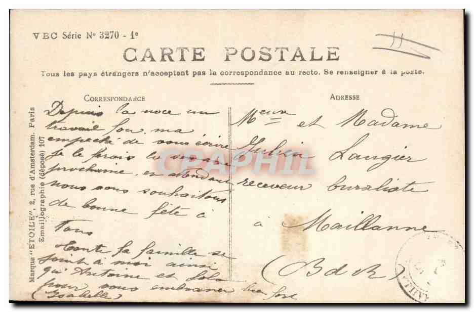 CPA Fantaisie Enfants Luge Poupee   — Verso