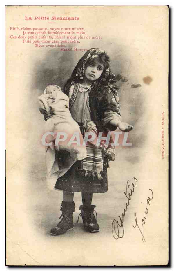 CPA Fantaisie Enfant Poupee La petite mendiante   