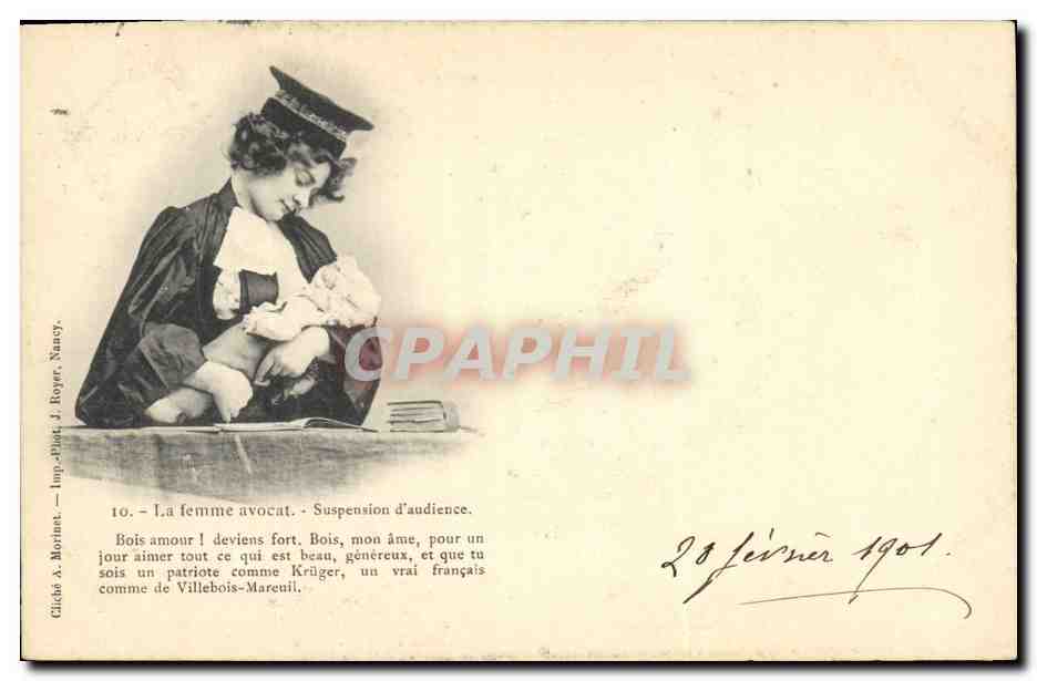CPA Fantaisie La femme avocat Suspension d'audience Poupee  