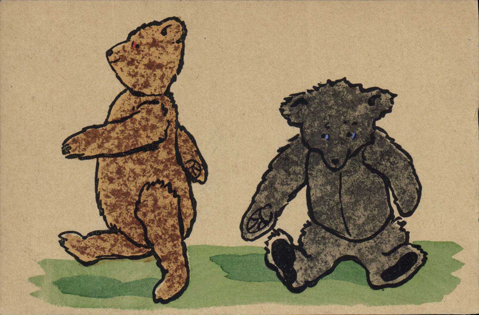 Deux ours en peluche — illustration — M. M. Vienne, n° 495
