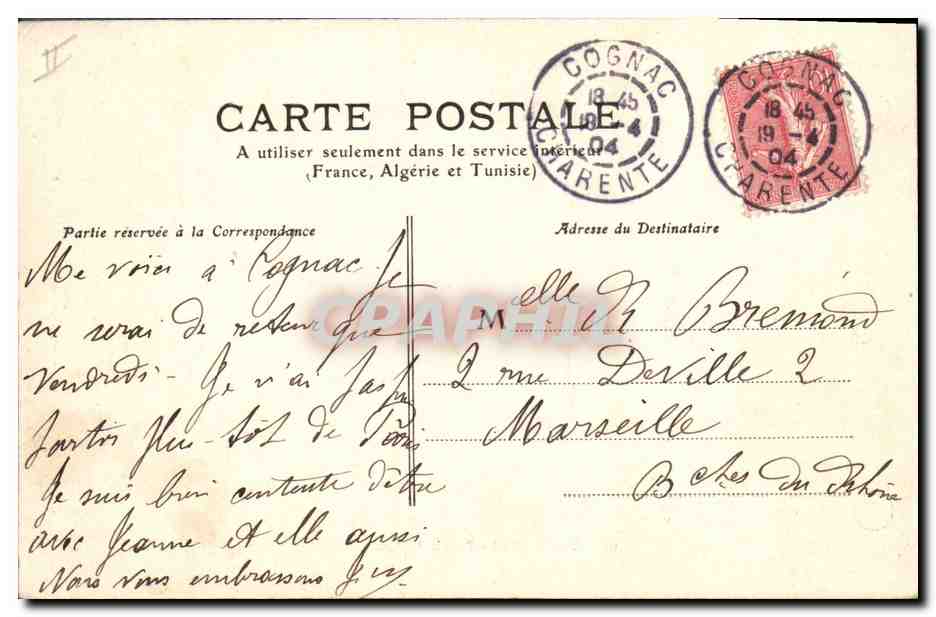 CPA Palais de justice Cognac  — Verso