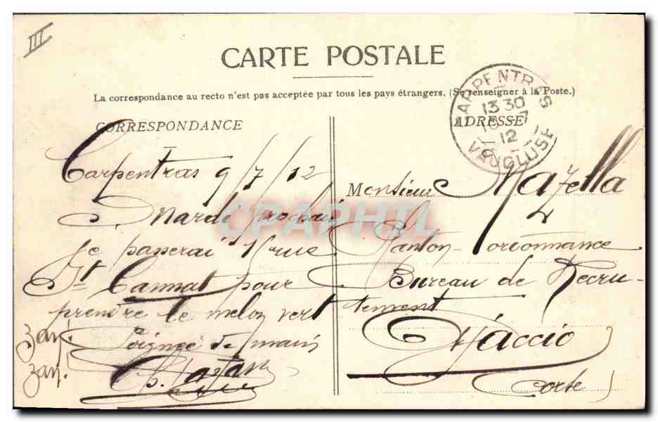 CPA Palais de justice Carpentras Ancien Palais des Eveques  — Verso