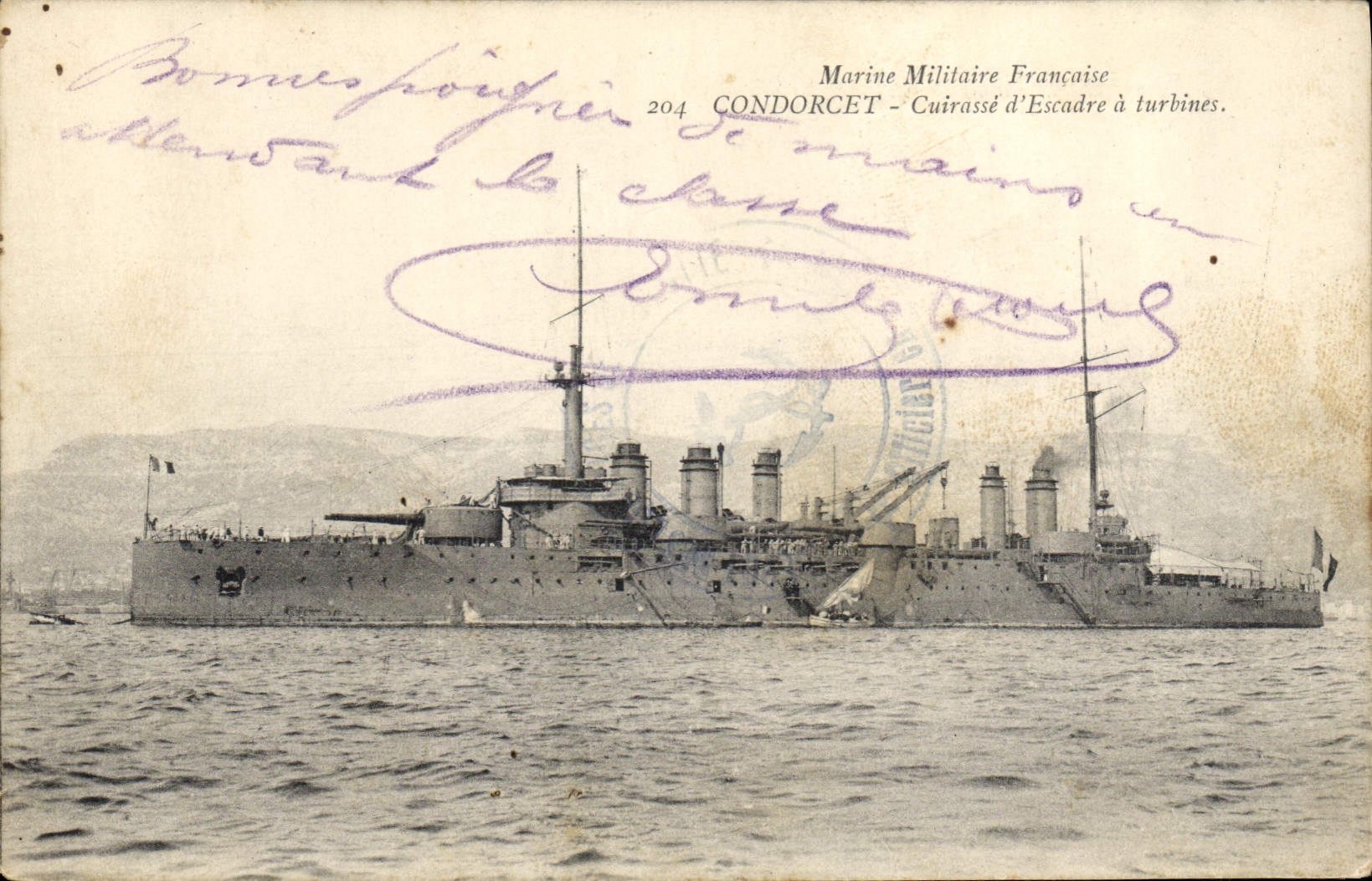 Condorcet — Cuirassé d'Escadre à turbines — Marine Militaire Française