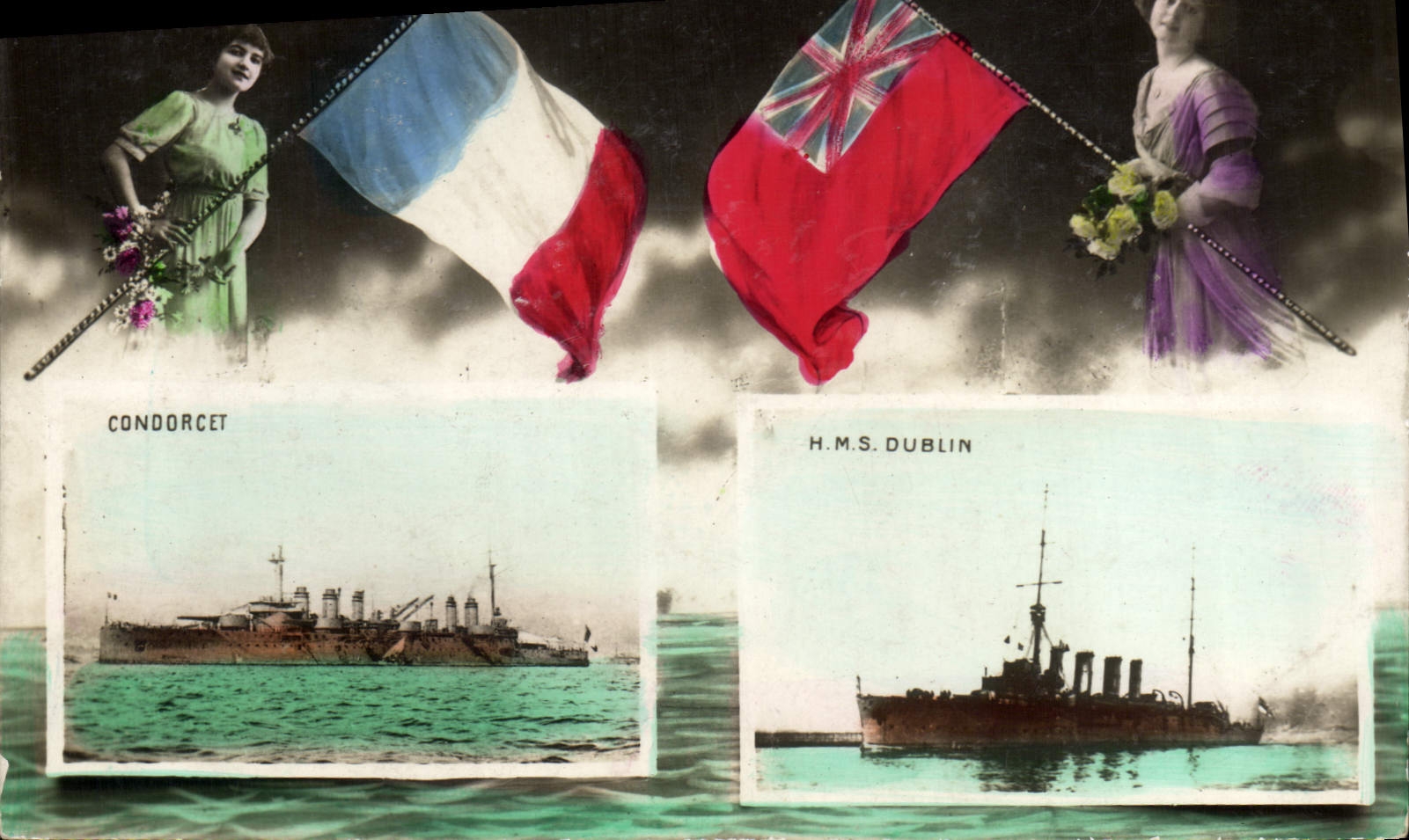 CPA Bateau de Guerre Condorcet HMS Dublin France Angleterre 