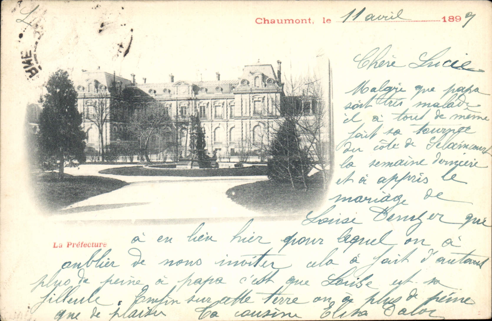 La Préfecture à Chaumont — vue architecturale — éditeur inconnu, n° de série non visible