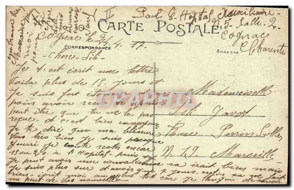 CPA Gognac Cognac la Sous Prefecture — Verso