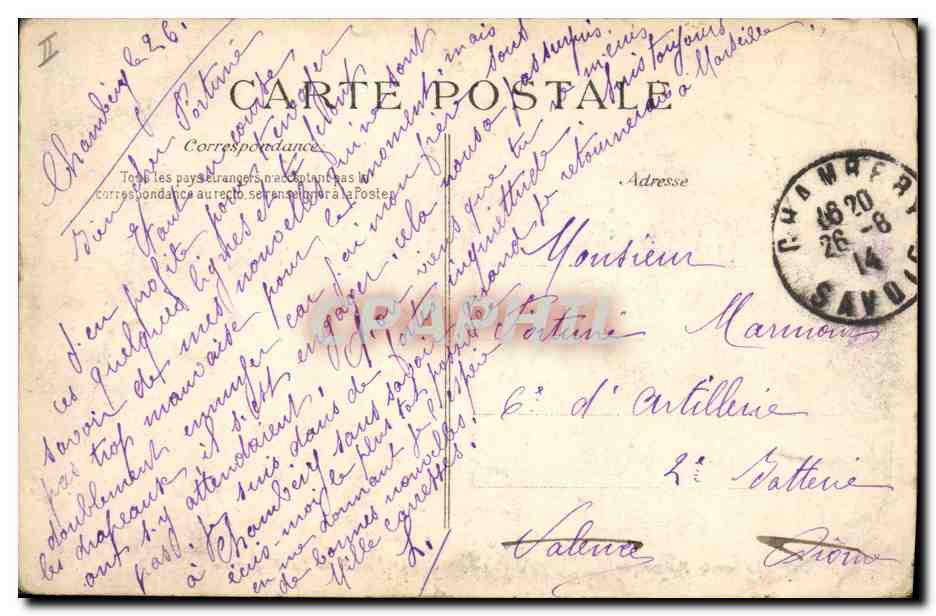 CPA Chambery Prefecture — Verso