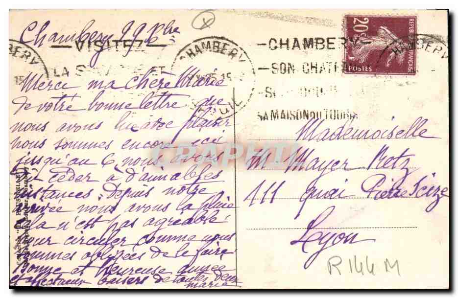 CPA Chambery Prefecture — Verso