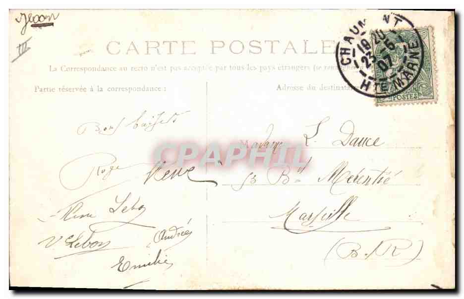 CPA Chaumont Prefecture — Verso