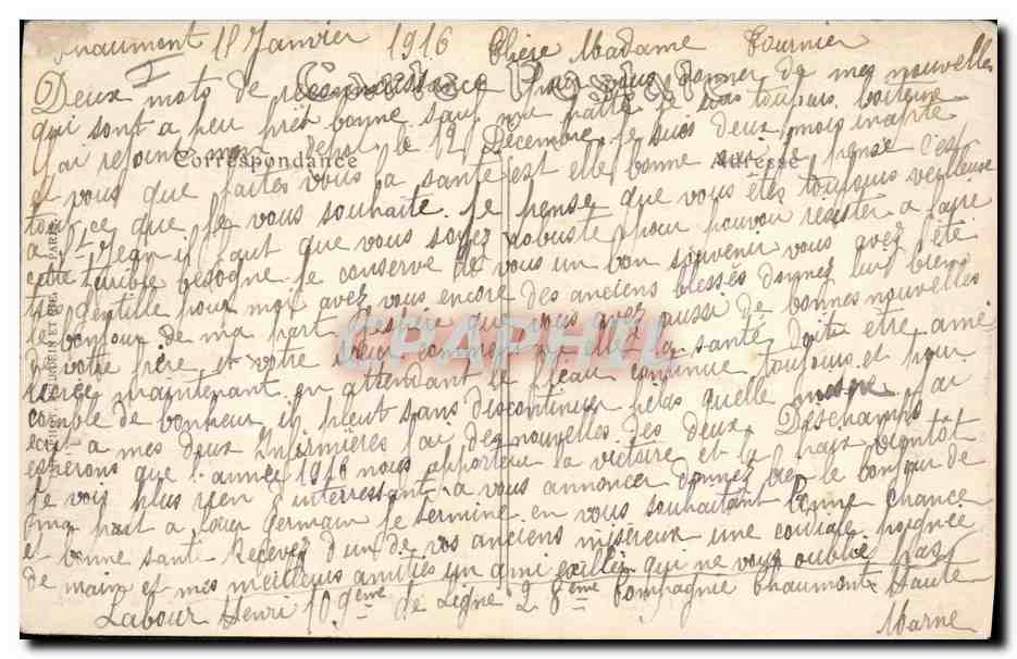 CPA Chaumont Prefecture — Verso