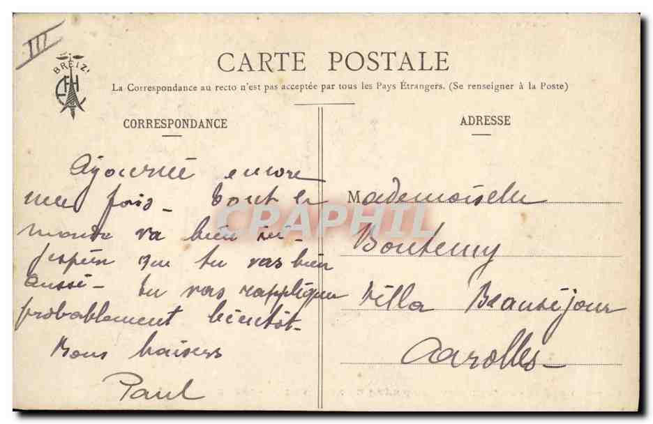 CPA Folklore Petit Glasik du Pays de Chateaulin en chupen Bolero Enfant — Verso