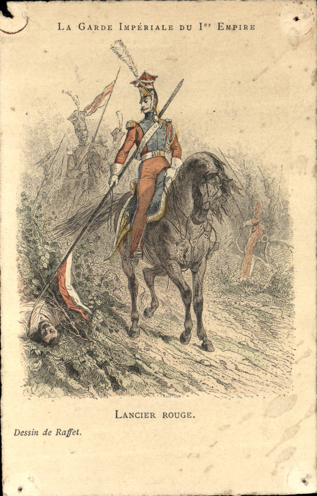 CPA Militaria La garde imperiale du 1er Empire Lancier Rouge Raffet