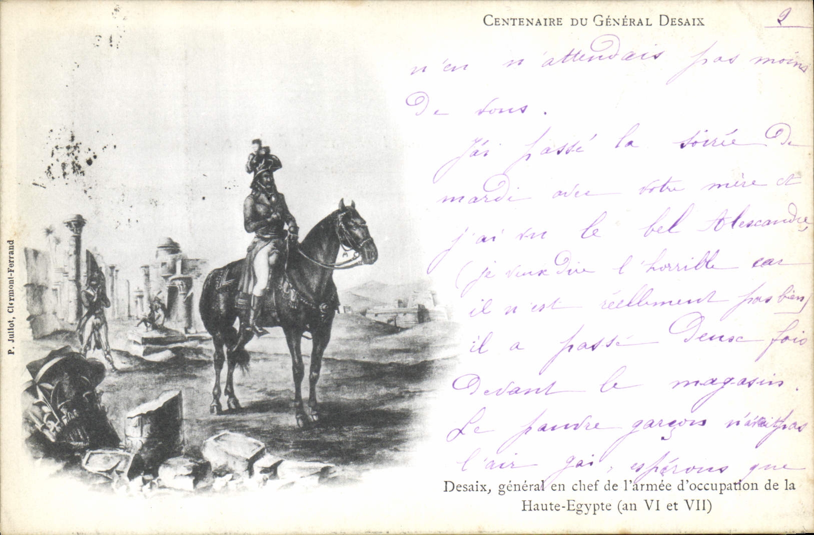 CPA Militaria Desaix General en chef de l'armee d'occupation de la Haute Egypte Egypt