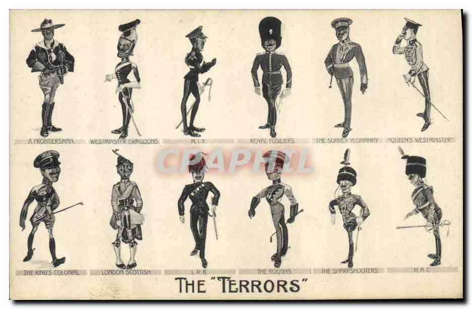 Les "Terrors" — caricatures de régiments britanniques — J.J. Samuels, Londres