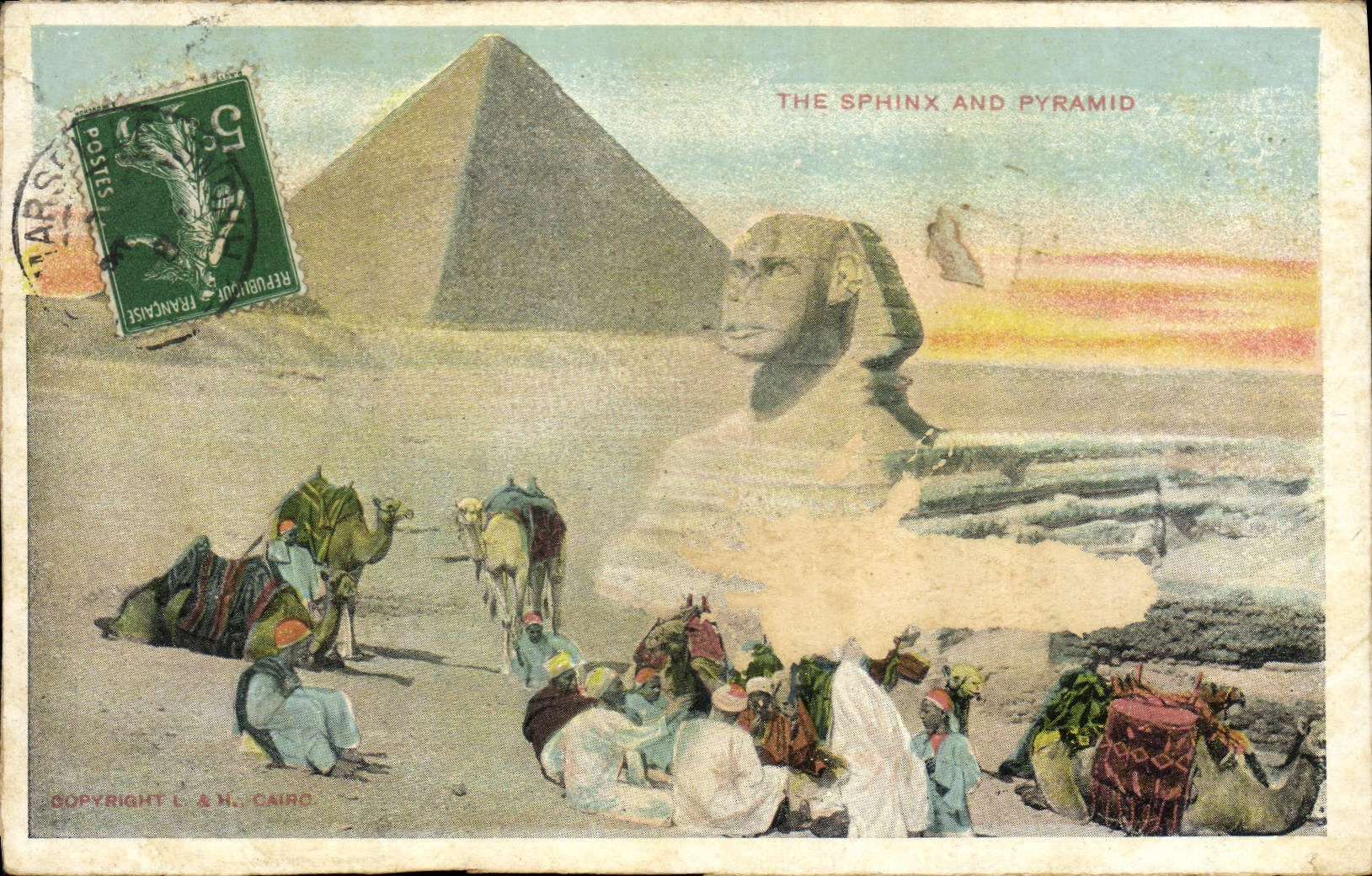 Le Sphinx et la Pyramide — Égypte — Copyright L. & H. Cairo