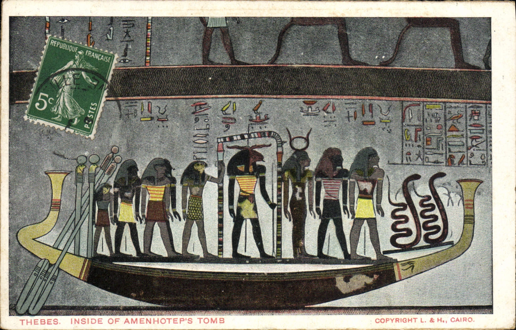 Thèbes — Intérieur de la tombe d'Amenhotep — éditeur L. & H., Caire