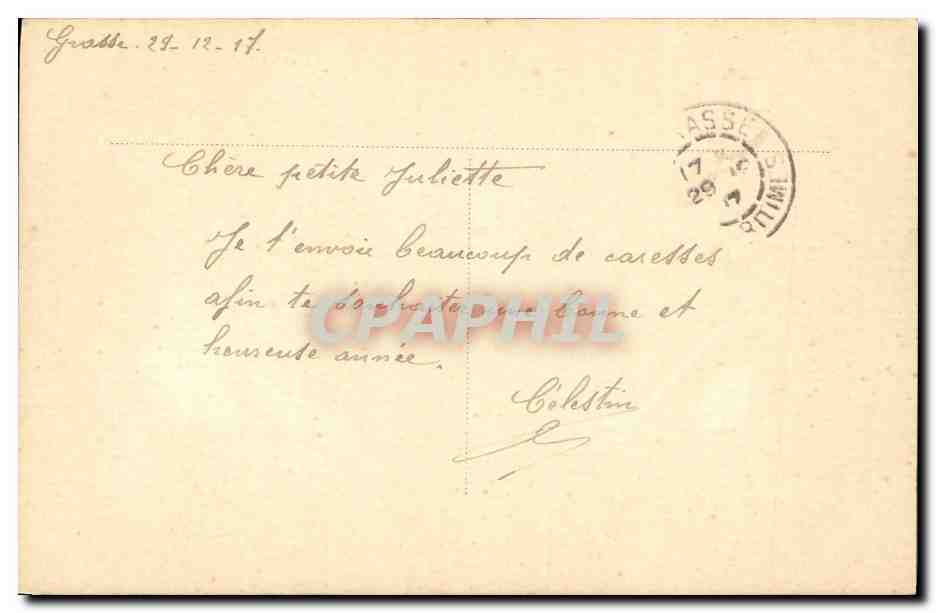 Fleurs violettes — carte de vœux — Grabelle, 29 décembre 1917 — Rückseite
