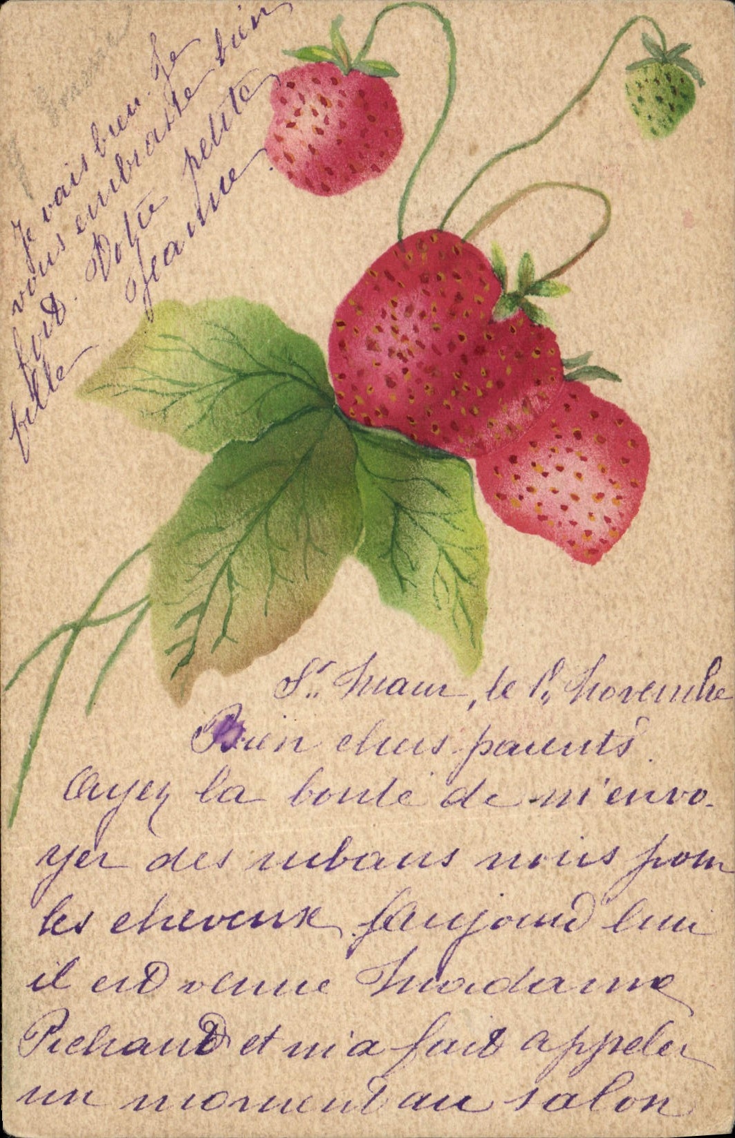 Fraises — illustration — Carte postale française