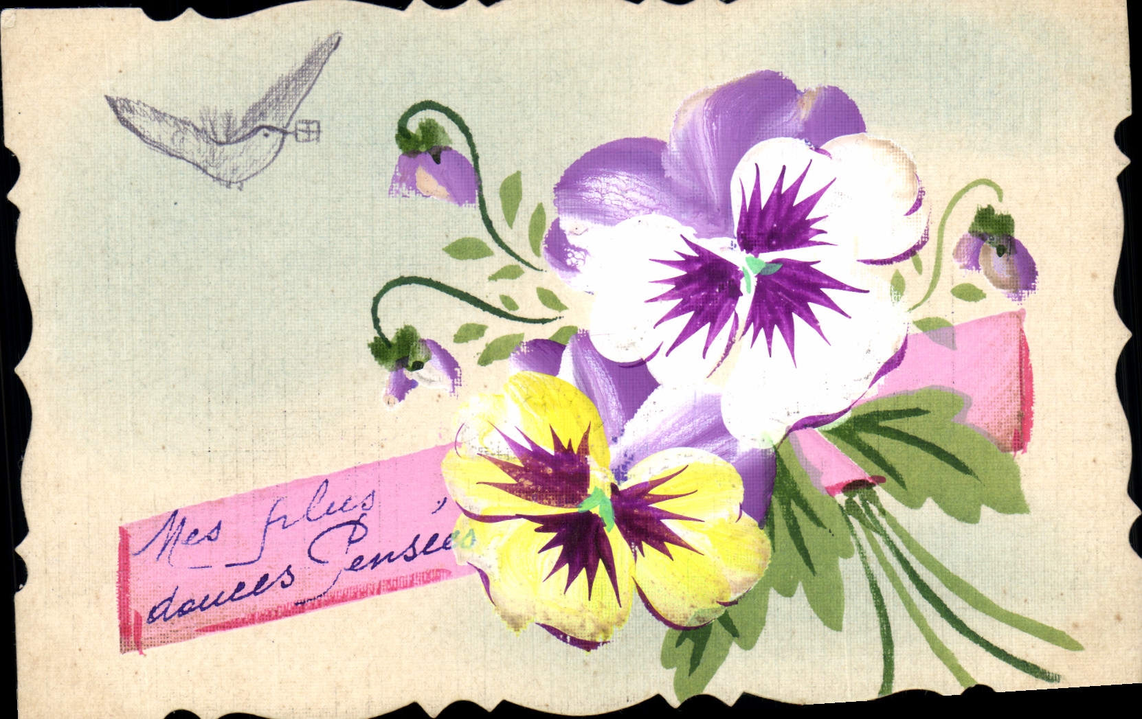 Fleurs de pensées — carte postale décorative — éditeur non identifié