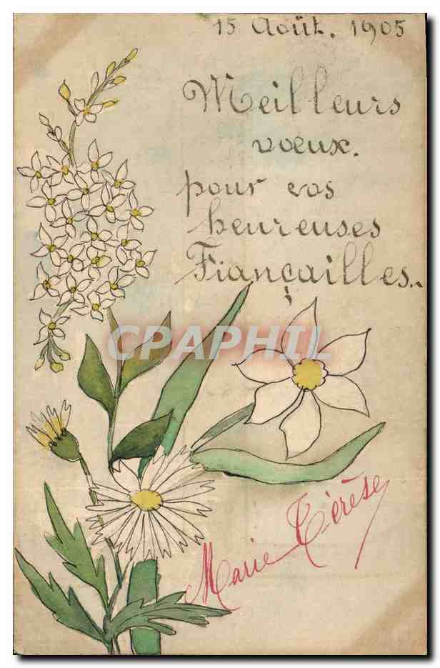 CPA Fantaisie (dessin a la main) Fleurs 