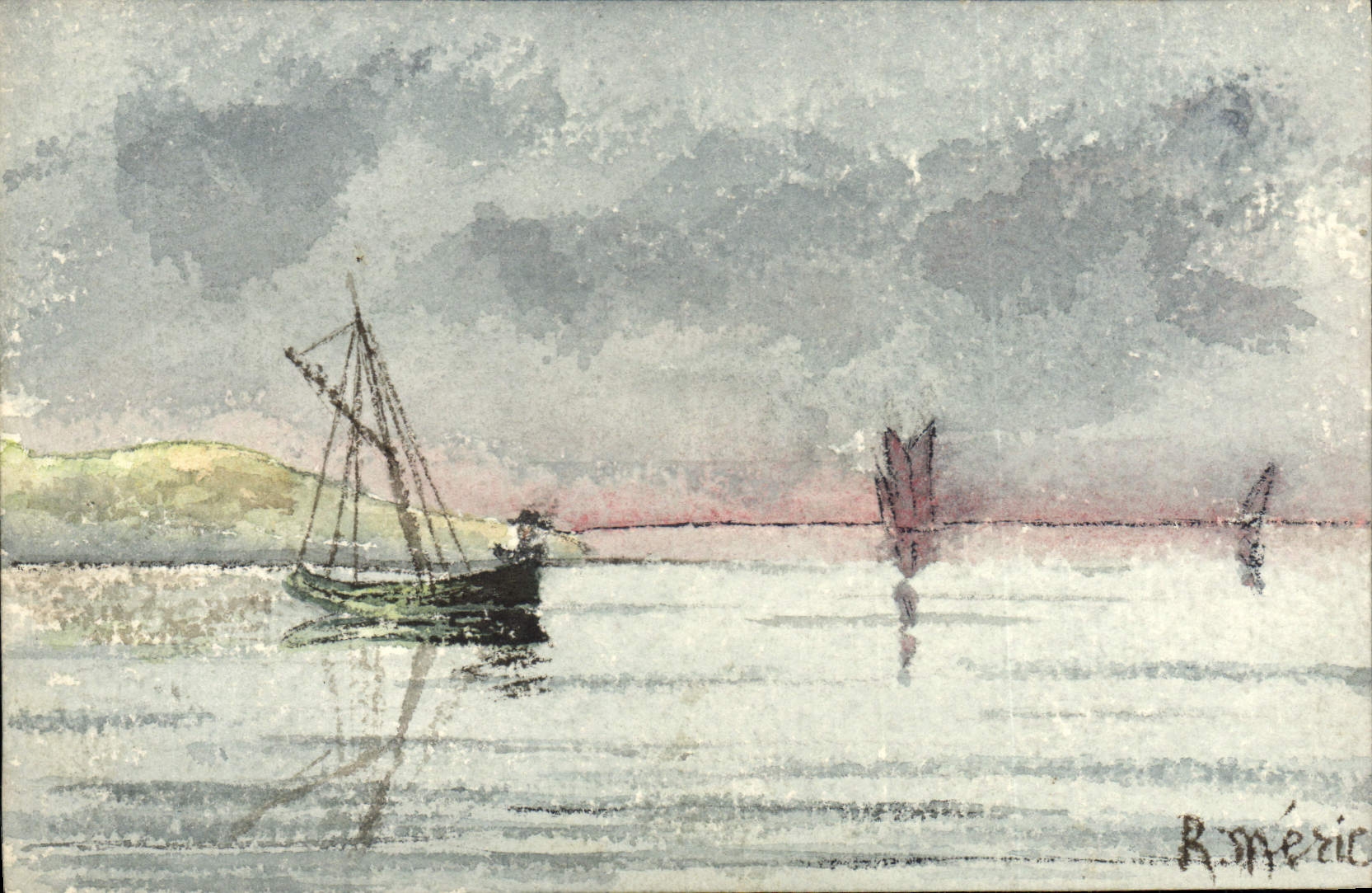 Bateau sur l'eau — paysage marin — R. Mééric