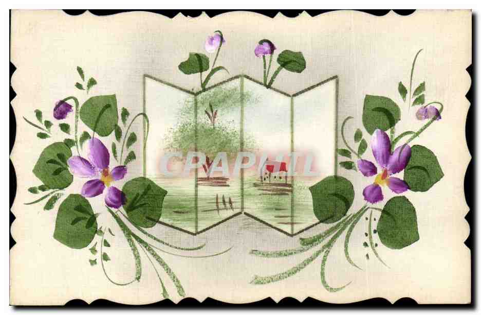CPA Fantaisie (dessin a la main) Fleurs