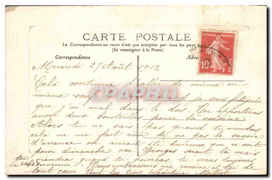 Le Château de Jaulgonne — vue du château avec toits en ardoise et tourelles — éditeur L. B. n° 107 — Verso