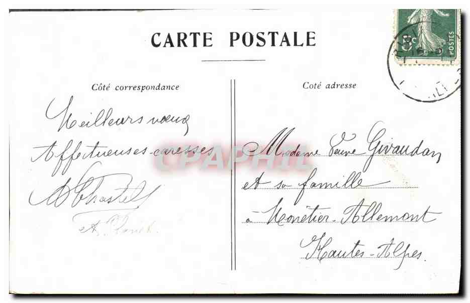 Château de Lanthenay — vue du château avec ses tours coniques — éditeur inconnu, n° de série non visible — Verso
