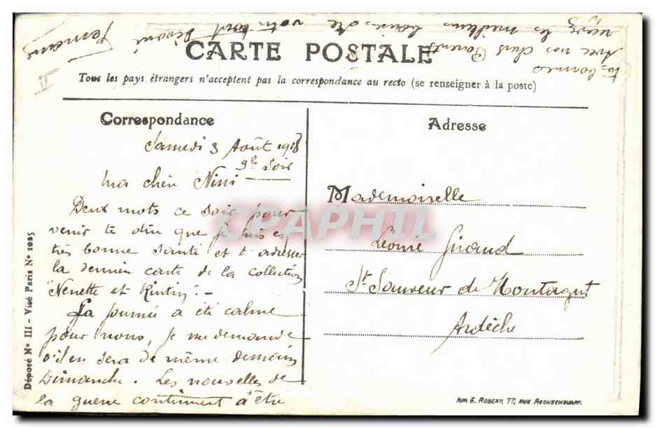 CPA Fantaisie Enfant Poupee  — Rückseite